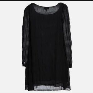 GANNI Dress Black Smocked Balloon Sleeve Mini Dress Size M-L/36